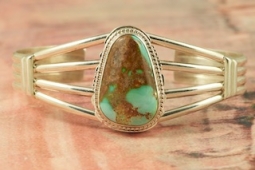 Genuine Pilot Mountain Turquoise Sterling Silver Bracelet